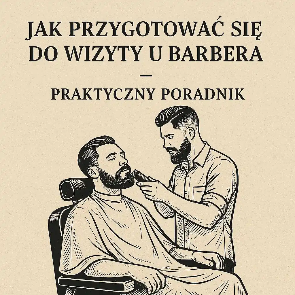 Mężczyzna siedzący na fotelu barberskim podczas konsultacji