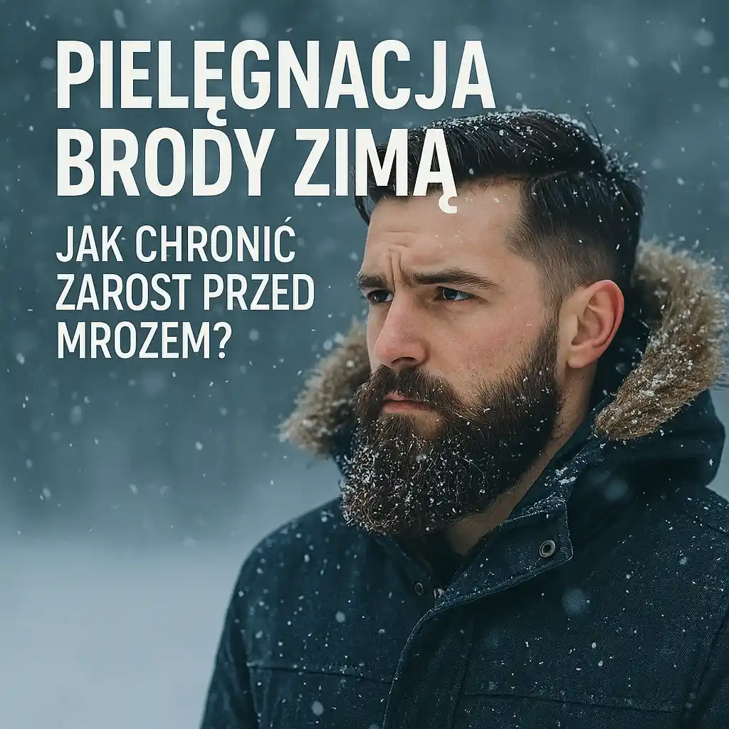 Zbliżenie na zadbaną brodę męską w zimowej czapce